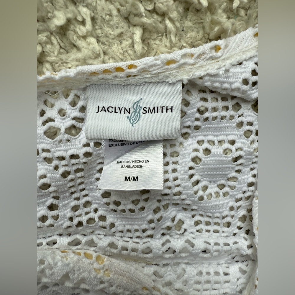 Women's Jaclyn Smith White Crochet Cover-Up Dress Size M - Picture 4 of 6